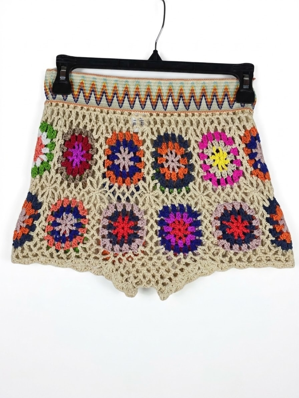 Boho Crochet Multicolor Women’s Shorts Size M